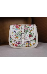 Hot Fake Gucci Nice Flora Leather Shoulder Bag 336749 White VS01424