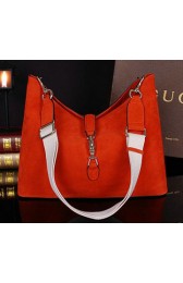 Hot Knockoff Gucci New Jackie Medium Shoulder Bag Suede Leather 246907 Orange VS04131