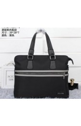 Hot Knockoff Prada Fabric & Leather Briefcase P85493 Black VS06800
