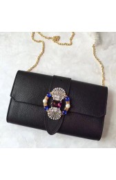 Hot Miu Miu Crystal Goat Leather Clutch Bag Black 5BF041 VS01230