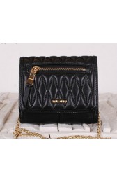 Hot Replica miu miu Matelasse Leather Flap Shoulder Bags BL0530 Black VS00275