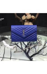 Hot Replica Saint Laurent Blue Grained Matelasse Leather Chain Wallet Y221220 VS07277