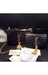 Hot YSL Monogramme Tassel Shoulder Bag in Black Croco Leather Y8200 VS03191