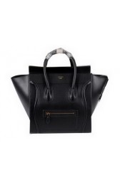Imitation 1:1 Celine Luggage Mini Boston Tote Bag Ferrari Leather CL3308 Black VS01280