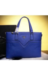 Imitation 1:1 PRADA Grainy Calfskin Leather Business Briefcase 98888B Blue VS04197