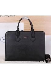 Imitation 1:1 Prada Original Grainy Leather Briefcase P1708 Black VS09108