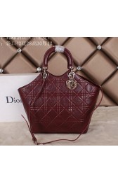 Imitation AAAAA Dior Panarea Sheepskin Leather Tote Bag CD5180 Wine VS00388