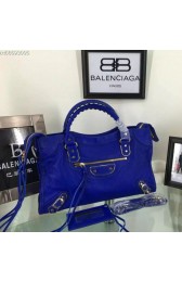 Imitation Balenciaga Goatskin Classic Metallic Edge City Bag B30589 Blue VS02437