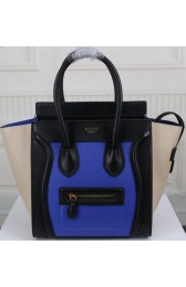 Imitation Celine Luggage Micro Boston Bag Original Leather CT3308M Blue&Black&OffWhite VS02531