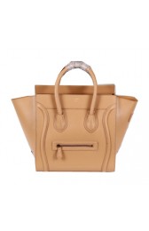 Imitation Celine Luggage Mini Boston Tote Bags Calfskin Leather CL3308 Apricot VS01013