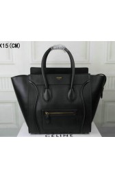 Imitation Celine Luggage Mini Tote Bag Original Leather Ci3308 Black VS01464