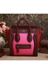 Imitation Celine Luggage Nano Boston Bag Original Suede Leather 3309 Rose&Burgundy&Wine VS08466