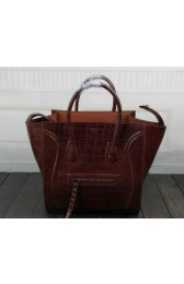 Imitation Celine Luggage Phantom Tote Bag Croco Leather CT3341 Brown VS04880