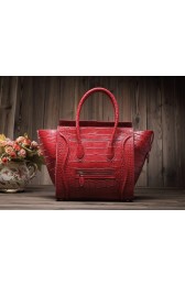 Imitation Celine Mini Luggage 3308 in Red Crocodile Leather VS02428