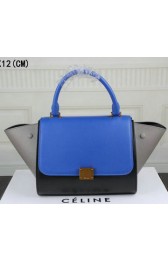 Imitation Celine MINI Trapeze Bag Original Leather CT3345 Blue&Black&Grey VS08341