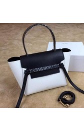 Imitation Celine Small Belt Bag Original Leather CLA98311S White&Black VS05228
