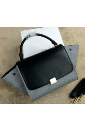 Imitation Celine Trapeze Bag Suede Leather CL008 Grey&Black VS04389