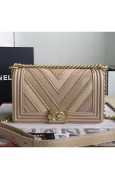 Imitation Chanel Chevron Medium Boy Bag Beige A67086 VS03308