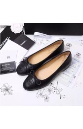Imitation Chanel Tan Lambskin Ballet Flats Black Cap Toe CH1610 VS00716