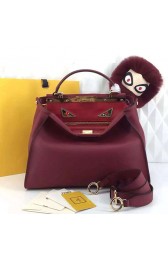 Imitation Cheap Fendi Regular Peekaboo Bag Burgundy Calfskin FD07121 VS05744