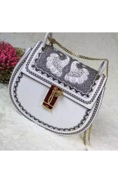 Imitation Chloe Drew Calf and Suede Shoulder Bag White 151020 VS02725