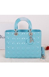 Imitation Christian Dior CD9603 Light Blue Patent Small Lady Dior Bag Silver VS03221