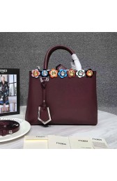 Imitation Fendi 2Jours Petite Floral-Studded Tote Bag Burgundy 8BH253 VS00302