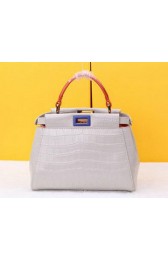 Imitation Fendi mini Peekaboo Bag Croco Leather FD520885 OffWhite VS07955