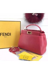Imitation Fendi Mini Peekaboo Bag in Dark Red Nappa Leather FD07122 VS03554