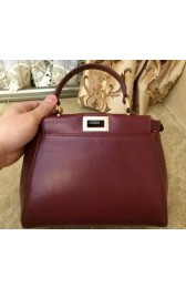 Imitation Fendi mini Peekaboo Bag Original Leather 55211 Burgundy VS05167