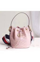 Imitation Gucci GG Marmont Leather Bucket Bag 476674 Pink VS00817