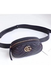 Imitation Gucci GG Marmont Matelasse Leather Belt Bag Black 476434 VS02926