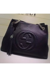 Imitation Gucci Soho Leather Shoulder Bag Black 308982 VS07641
