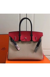 Imitation Hermes Birkin 35 Tote Bag in Grey and Red Togo Leather HBK0401 VS03216