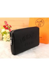Imitation Hermes Grainy Leather Clutch H2152 Black VS02618