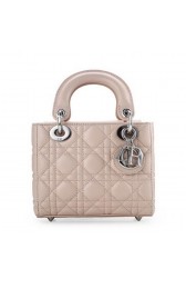 Imitation High Quality Lady Dior Bag Nano Bag Apricot Original Leather D44552 Silver VS04985