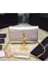 Imitation Medium Kate Monogram Saint Laurent Tassel Satchel in Light Gold Metallic Leather 354119 VS06027