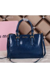 Imitation miu miu Bright Leather Tote Bag 88111 Blue VS03427