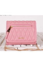 Imitation miu miu Matelasse Leather Flap Shoulder Bags BL0530 Pink VS00154