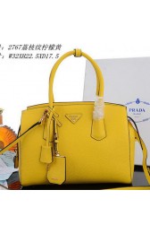 Imitation PRADA Grainy Leather Tote Bag PBN2767 Yellow VS08778