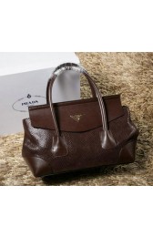 Imitation Prada Iridescent Snake Leather Tote Bag P1168 Brown VS07609