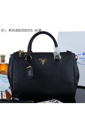 Imitation PRADA Litchi Leather Tote Bag PBN2324 Black VS02806