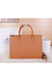 Imitation Prada Original Grainy Leather Briefcase P2705 Wheat VS08371