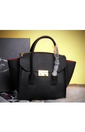 Imitation Prada Original Grainy Leather Tote Bags BN2345 Black VS01716