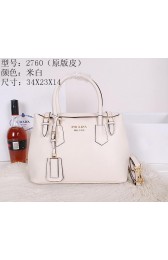 Imitation Prada Original Leather Tote Bag BR2760 OffWhite VS09395