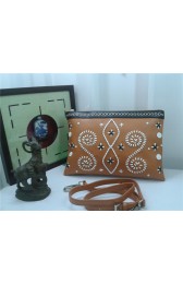 Imitation Prada Original Weave Calfskin Leather Shoulder Bag 825 in Apricot JJ VS00017