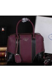 Imitation PRADA Saffiano Leather Business Briefcase P8674 Purple VS03423