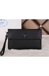 Imitation Prada Saffiano Leather Clutch P6004 Black VS06140