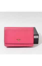 Imitation Prada Saffiano Leather Crossbody Wallet Bag 1M1361 in Peach with Gold Hardware XZ VS07327