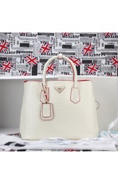 Imitation Prada Twin Ostrich Leather Cuir Large Tote BN2756 in White with Gold Hardware LSS VS04134